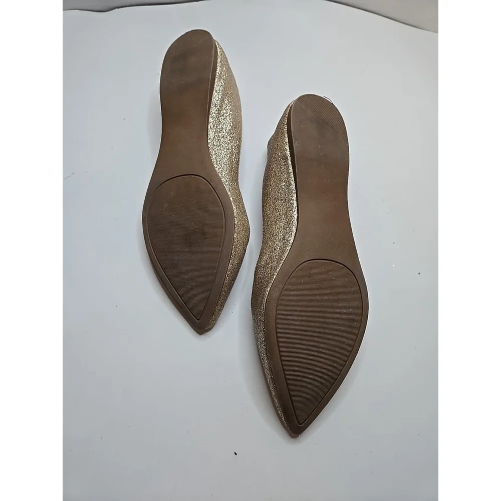 Steve Madden Women's Gold Glitter Pointed-Toe Ballet Flat Size 6.5 - Picture 7 of 7